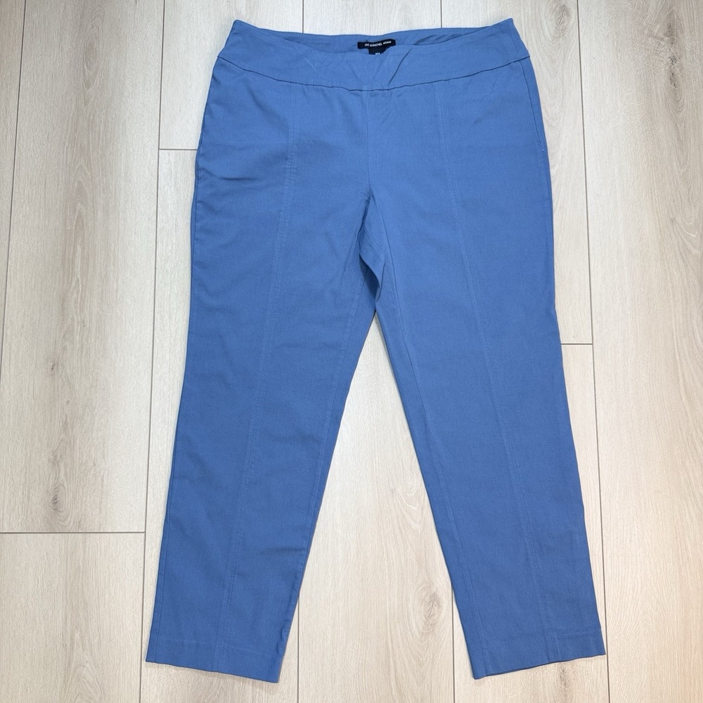 Zac & Rachel Womens 18W Blue Pull On Stretch Slim Ankle Career Pants Plus Size